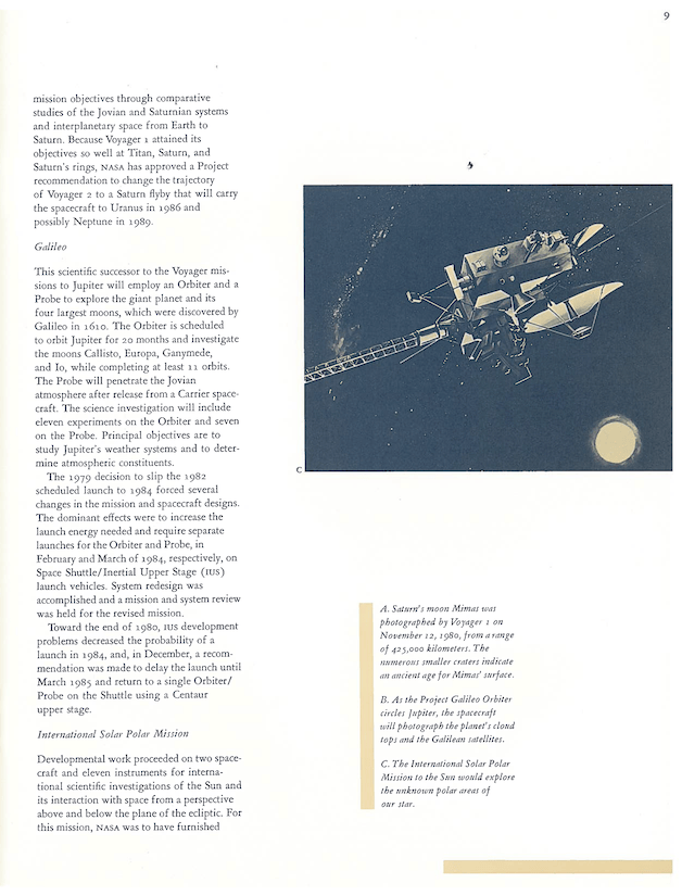A page with a photo by the Voyager probe